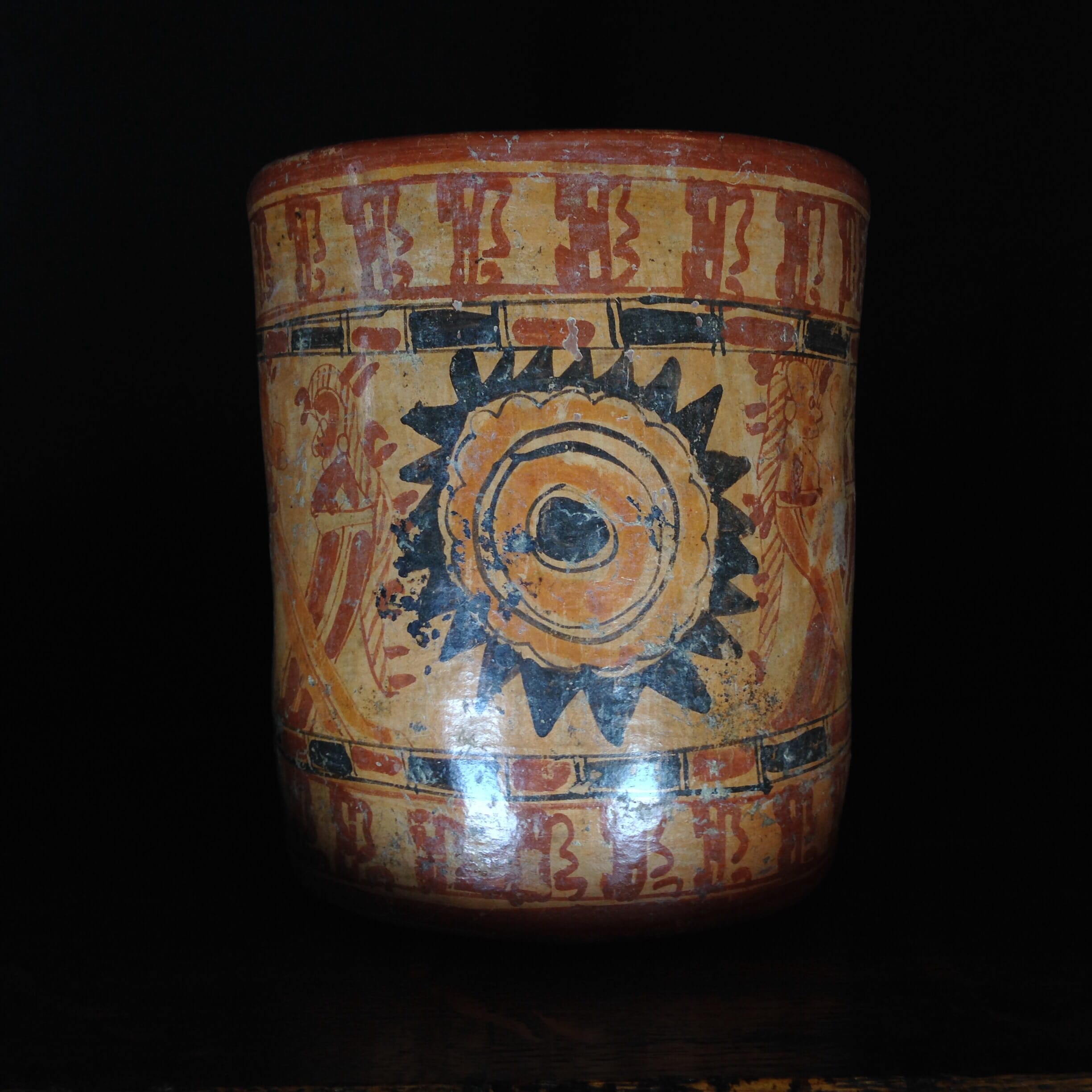 Mayan cylinder beaker, Hero Twins, c.800AD -0