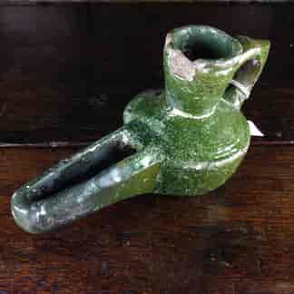 Islamic green glazed lamp, 10th - 12th century -0