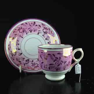 English lustre cup & saucer, c.1840. -0