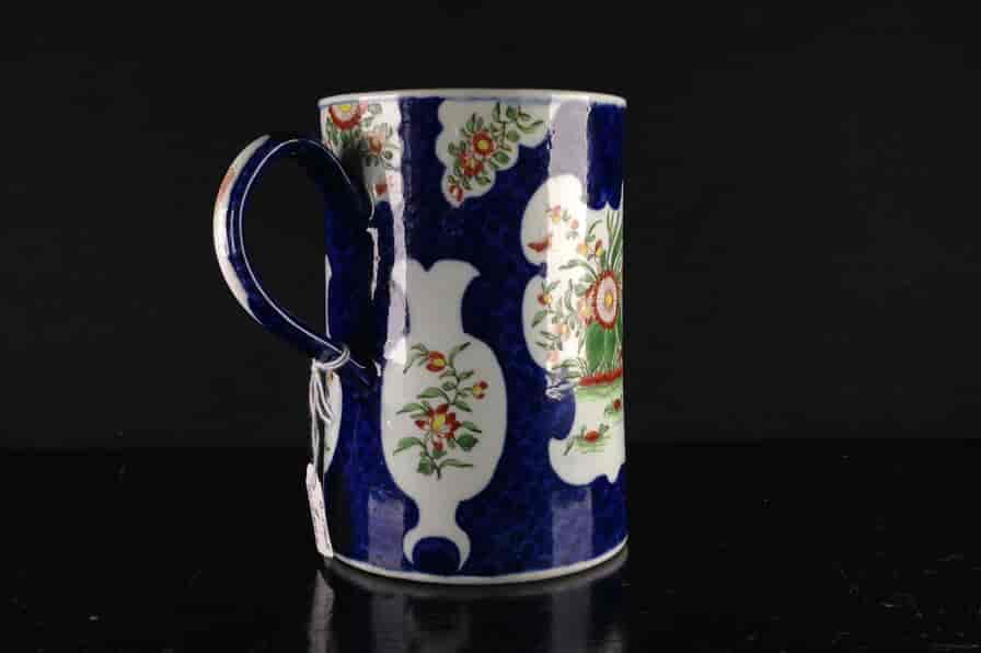 Worcester tankard, blue scale with Kakiemon style flowers, c.1765 -1223
