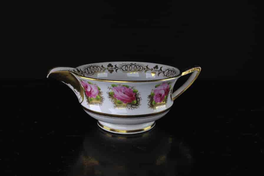 Etruscan shape milk jug, Davenport, rose pattern, c.1815-0