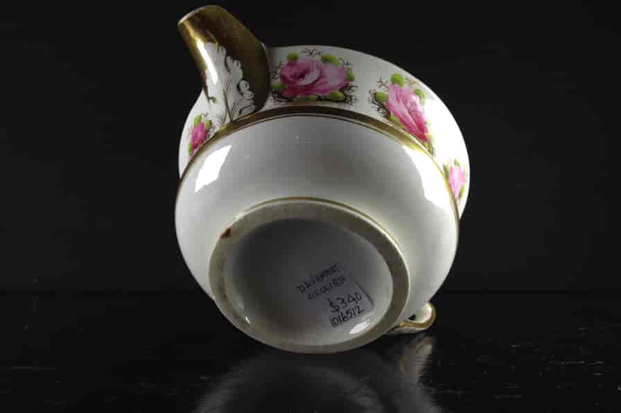 Etruscan shape milk jug, Davenport, rose pattern, c.1815-1363