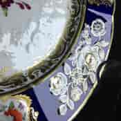 Coalport plate, moulded blue border with fine flowers, c.1820. -1366