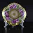 Coalport shell shape dish with flowers by Baxter, gilt ground, c.1810-0
