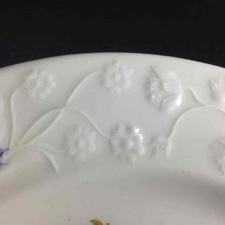 Swansea plate, flower moulded rim with bird, documentary high pattern number, c.1820 -1492
