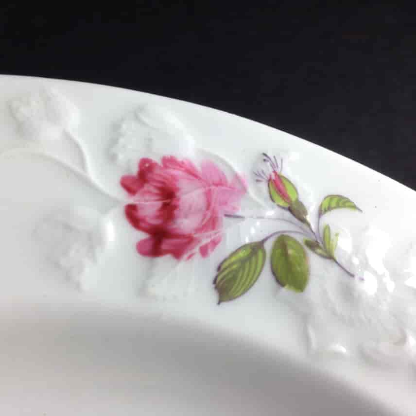 Swansea plate, flower moulded rim with bird, documentary high pattern number, c.1820 -1493