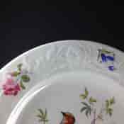 Swansea plate, flower moulded rim with bird, documentary high pattern number, c.1820 -1495