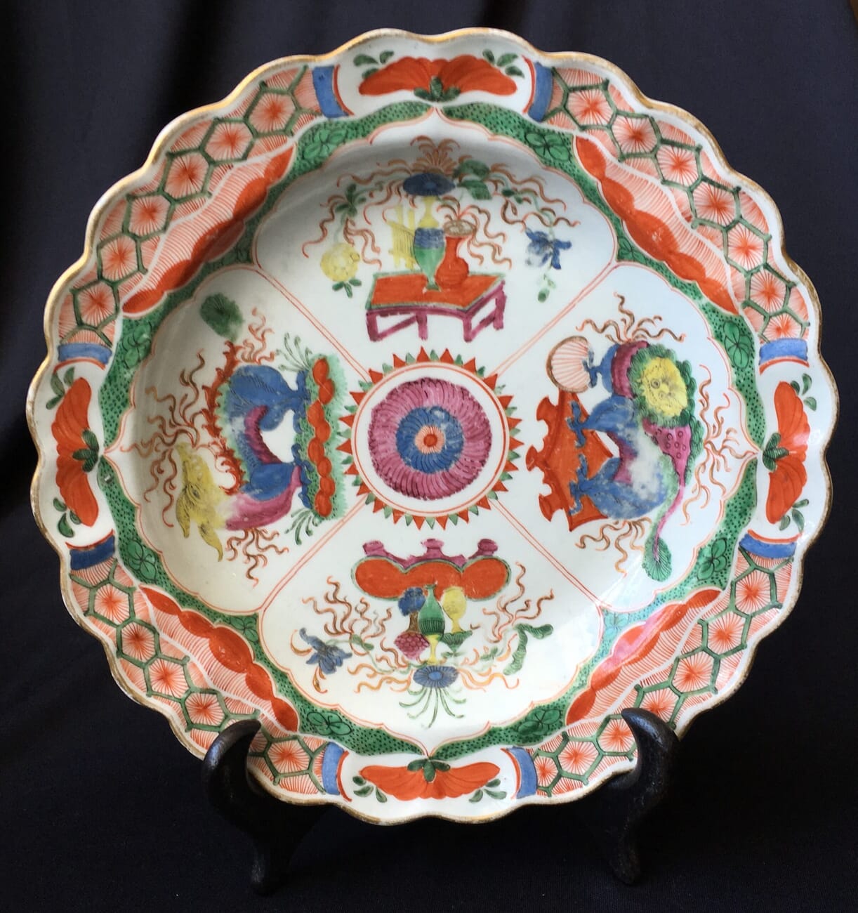 Worcester Dragons in Compartments plate, c.1770 -0