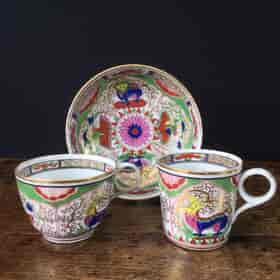 Chamberlain Worcester trio Dragons in Compartments, c. 1805 -0