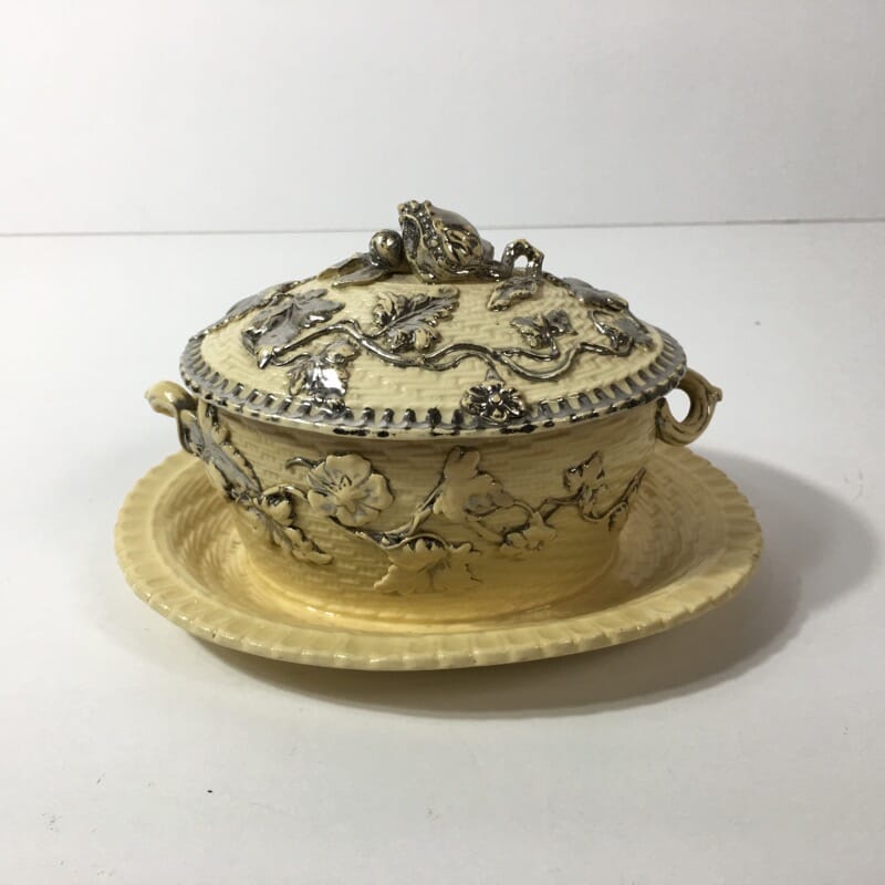 Yellow glaze pottery tureen in the English salt glaze tradition, C. 1860 -23236