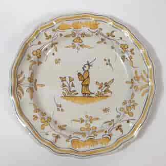 French faïence plate, Chinoiserie in yellow & black, probably Marseilles, c.1780 -0
