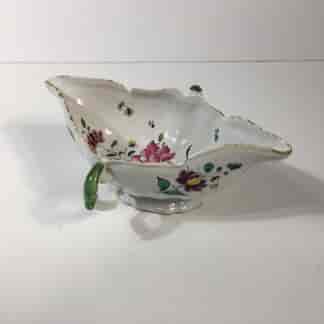 French faience double spouted sauce boat, flower dec, c.1780 -0