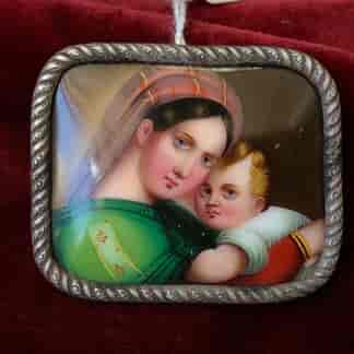 Porcelain plaque, after Raphael, mounted as a brooch, C. 1880 -0