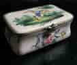 French faience box with birds & flowers, circa 1880 -0