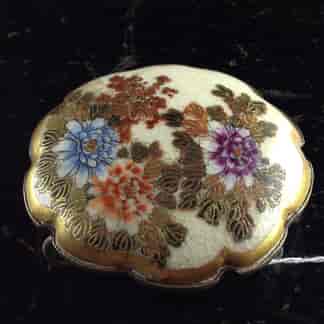 Satsuma belt buckle, flowers, c.1900-0
