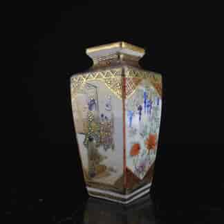 Satsuma square vase, domestic scene, c.1900-0