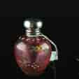Continental ruby & silver perfume flask, c.1880-0