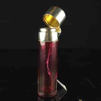 Victorian ruby & sterling perfume flask, Birmingham 1907-0