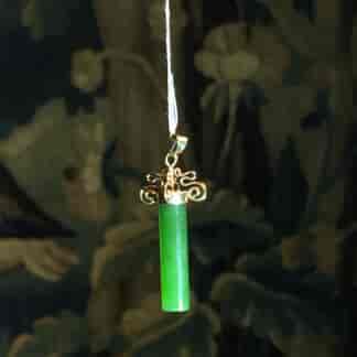 New Zealand greenstone & colonial gold pendant, 14ct, c.1880 -0