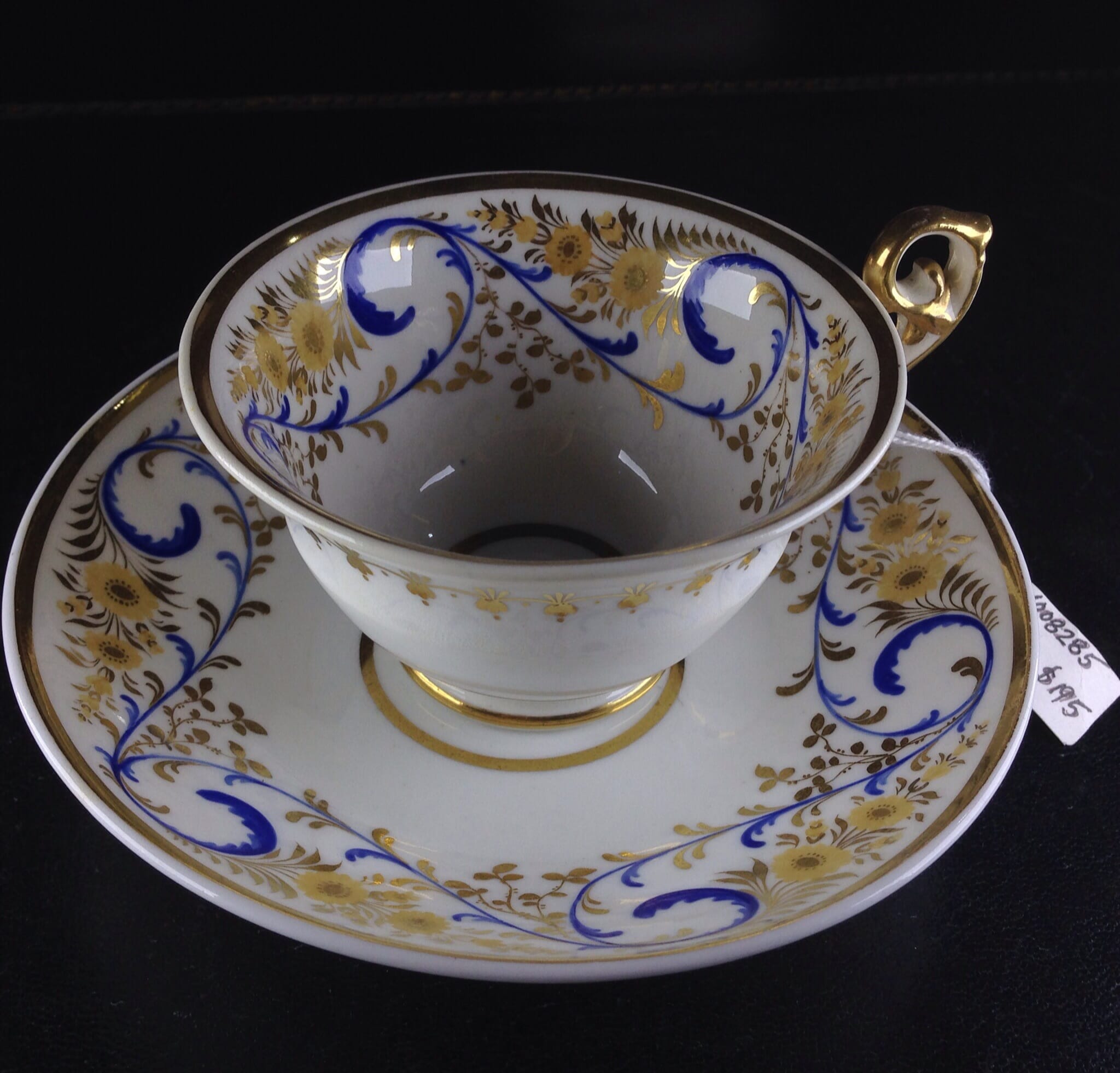 Daniel cup & saucer, painted with flowers, Ex- Lynne Price collection, C. 1835-0