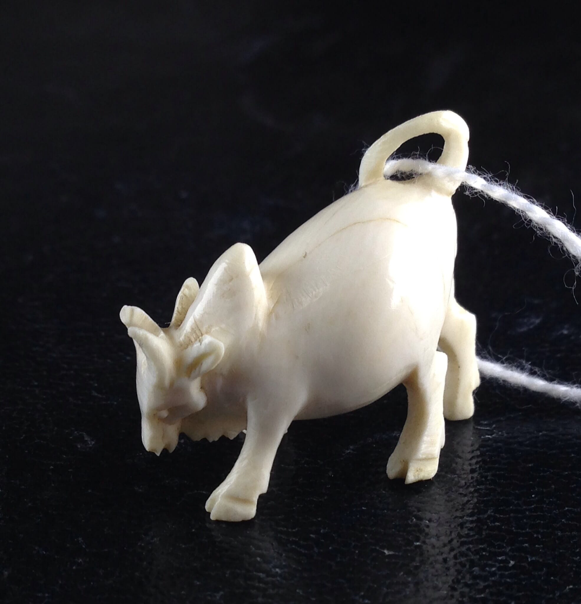 Indian Ivory small carving of a bull, 19th century -0