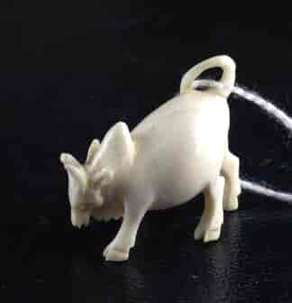 Indian Ivory small carving of a bull, 19th century -0