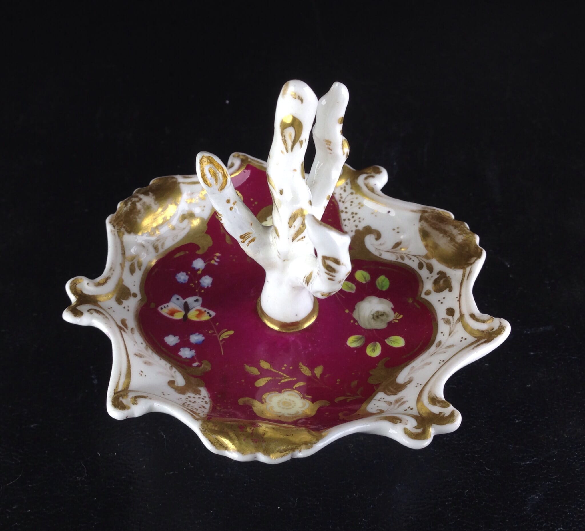 English bone china ring stand, possibly Minton, c. 1835 -0