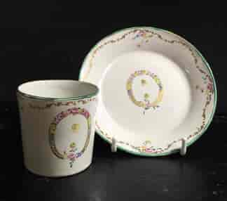 French Faience cup & saucer, Verve Perin, C. 1760 -0