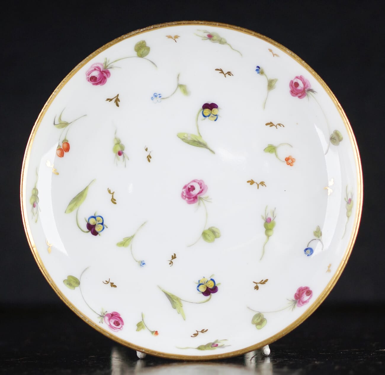 Nyon teabowl & saucer, flower heads, C. 1785 -9302