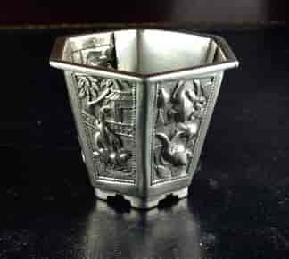 Chinese colonial silver miniature 'pot plant', c.1900-0