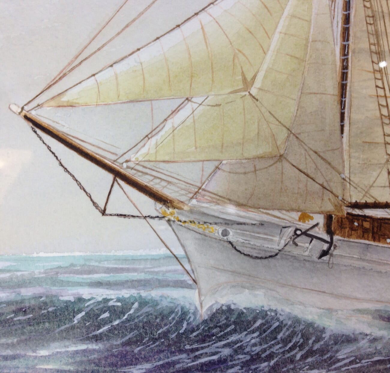 Carter,L. Original watercolour, sailing ship -6860
