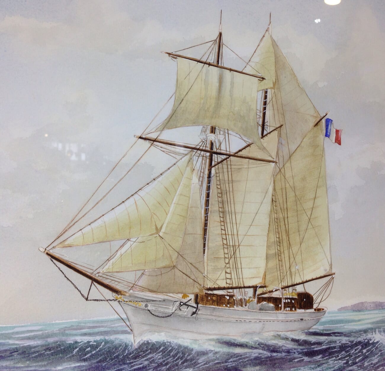 Carter,L. Original watercolour, sailing ship -6862