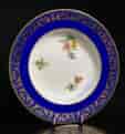 Sevres Soup Plate, flowers decorated with deep blue border, c.1770 & later-0