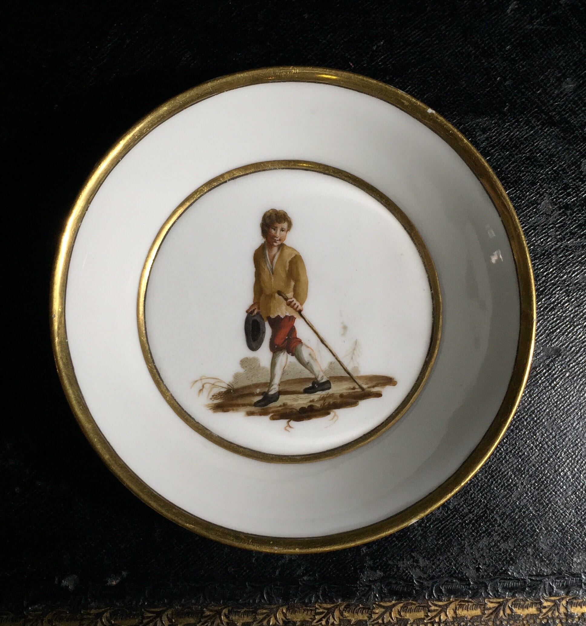 Paris Porcelain saucer, peasant scene after Tenniers, c.1810 -0