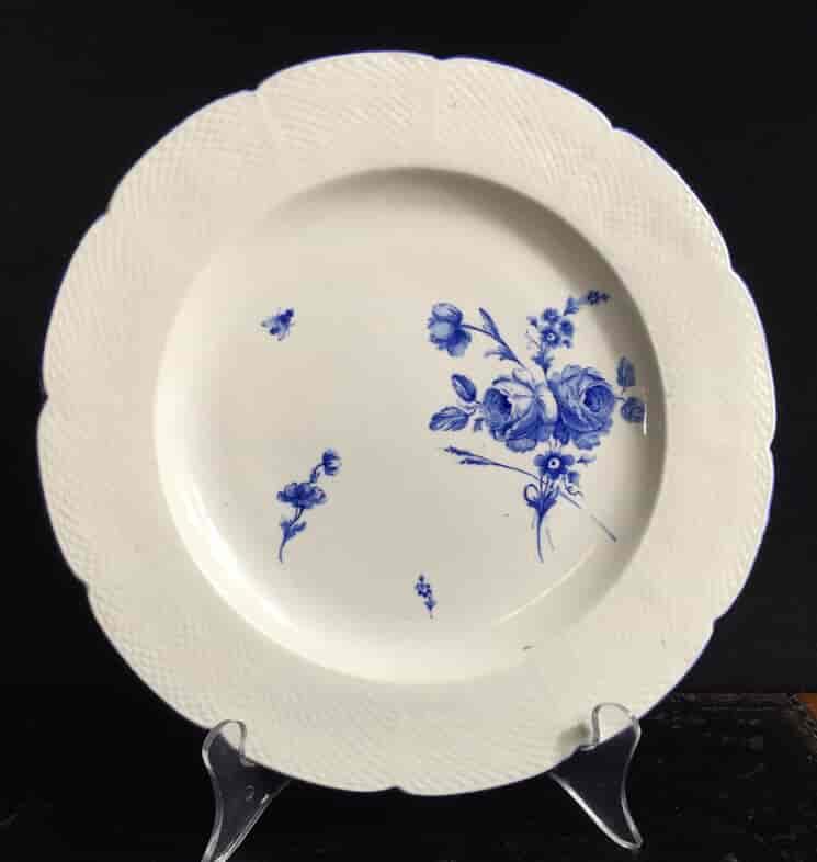 Chantilly plate with blue flowers & insects, C. 1770 -0