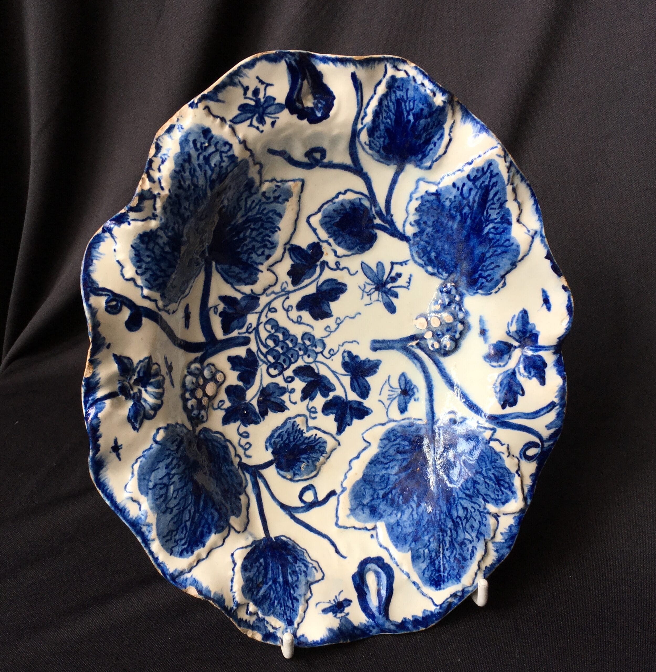 Bow vine leaf moulded dish, C. 1765 -0