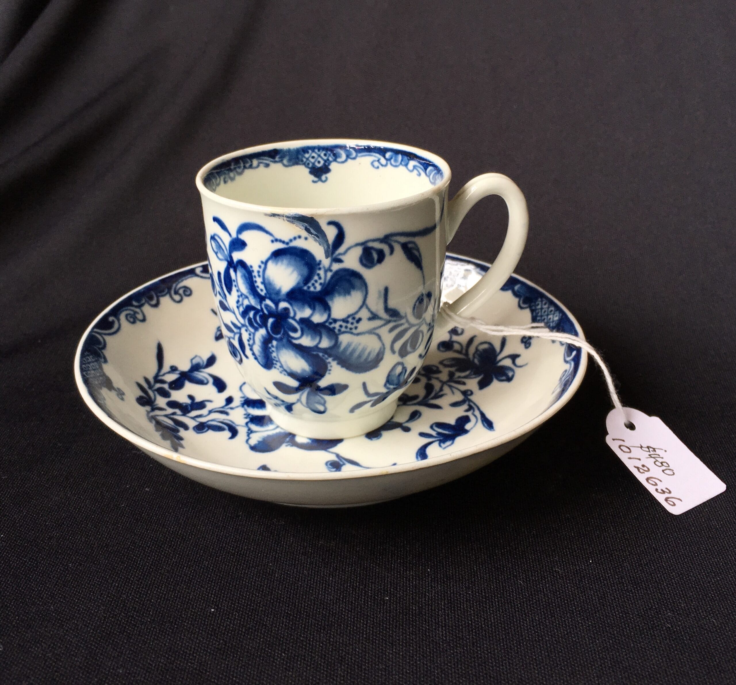 Worcester Mansfield pattern coffee cup & saucer, C. 1770 -0