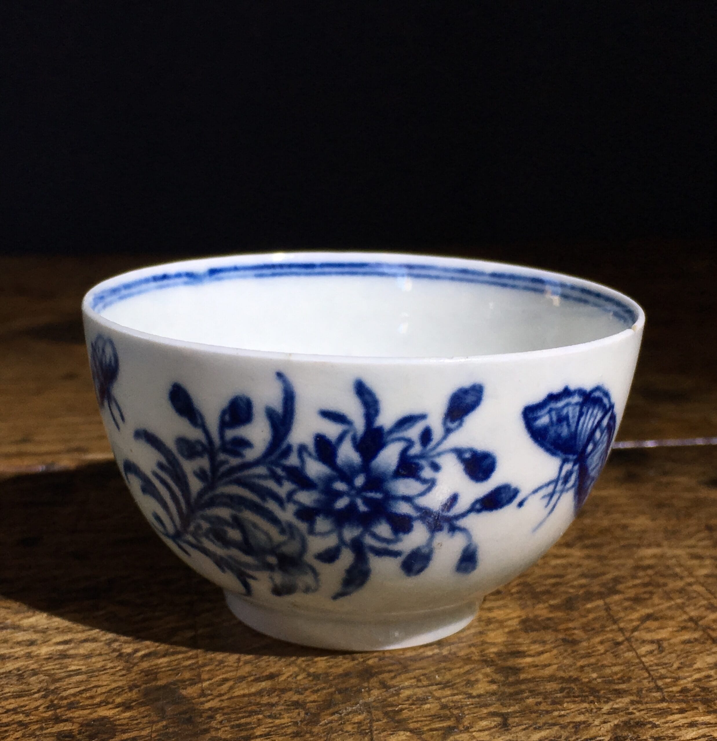 Worcester tea bowl, small size, three flowers pattern c.1765 -0