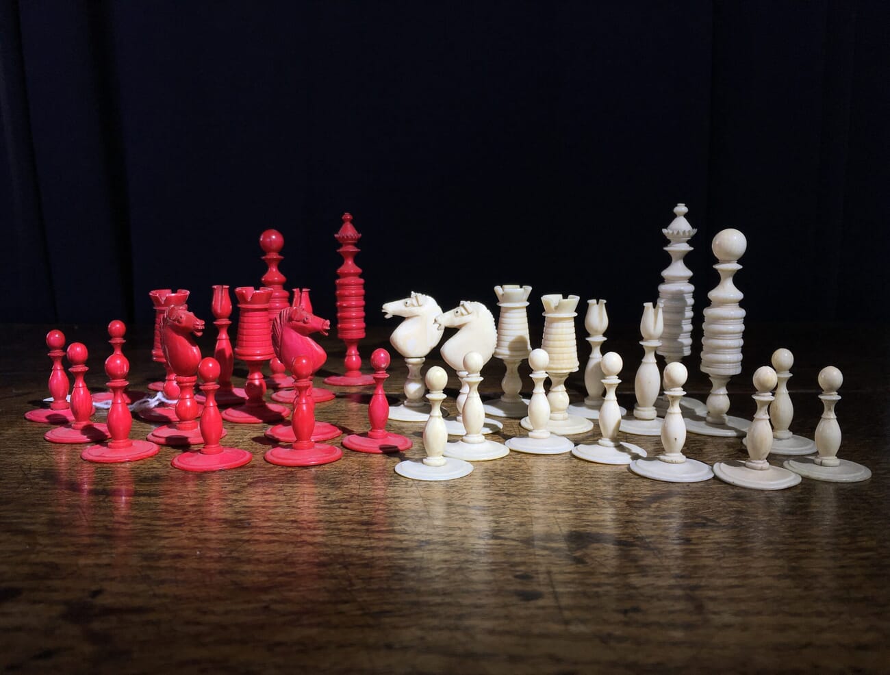 Ivory Chess Set , English, 19th century. -0