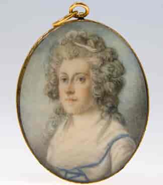 English portrait miniature on ivory, mature Lady, c. 1800