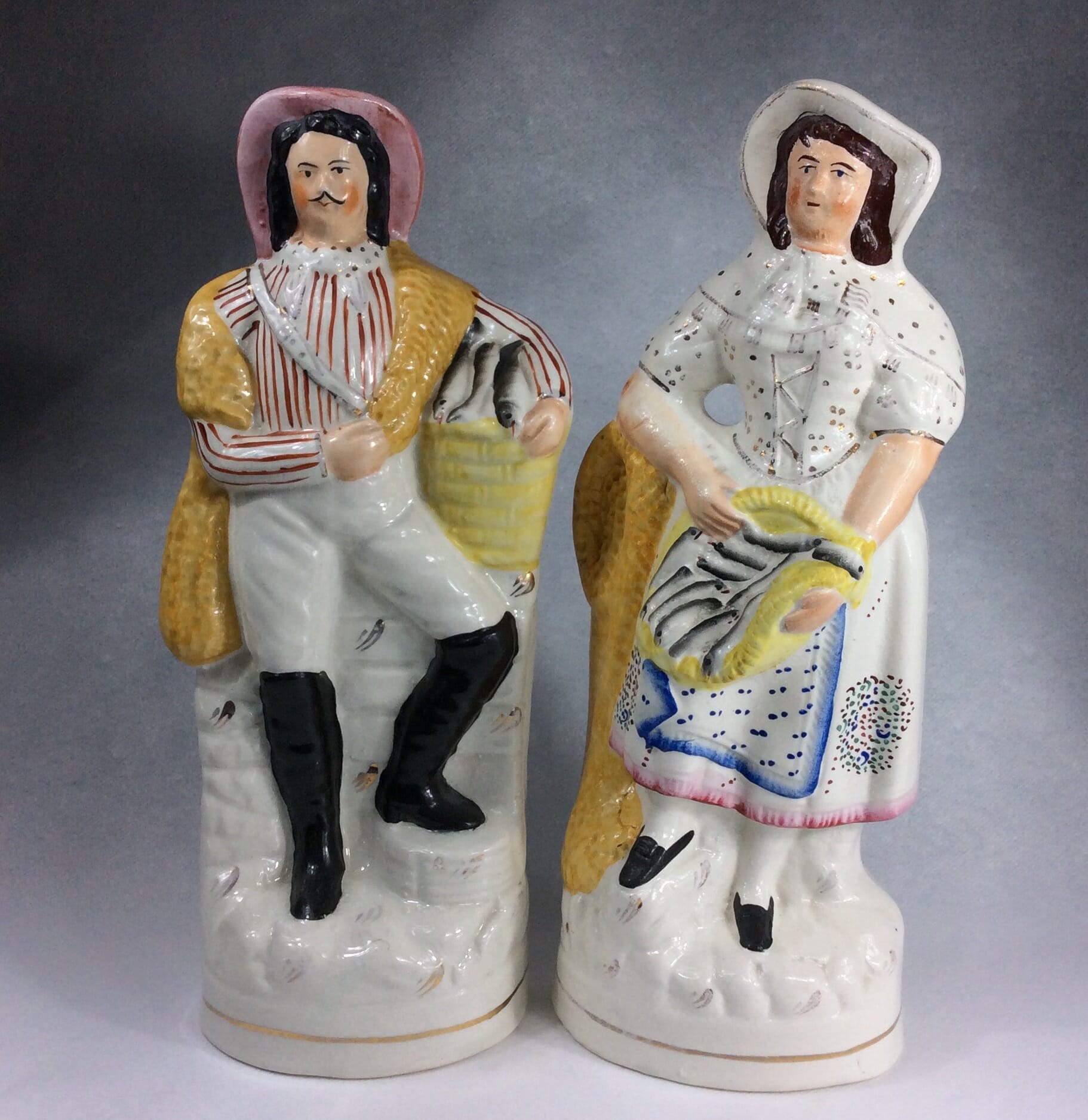 Pair of large Staffordshire figures of ‘fisherfolk’, C. 1865 -0