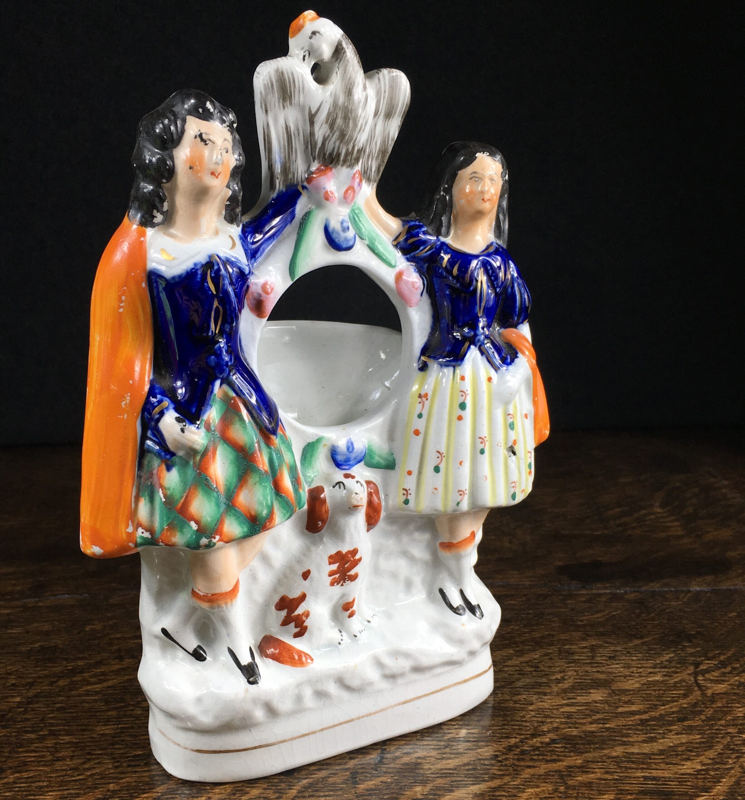 Staffordshire watch holder group, spaniel, C. 1875 -0