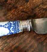 Bow blue & white knife handle, C. 1755 -18817