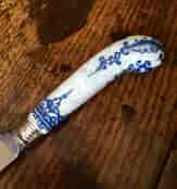 Bow blue & white knife handle, C. 1755 -0