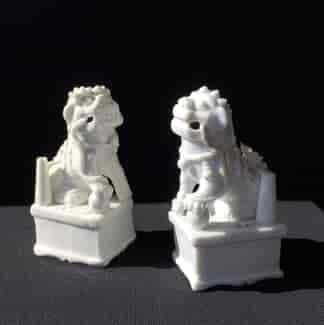 Pair of Chinese blanc de chine foo dogs C. 1700 -0