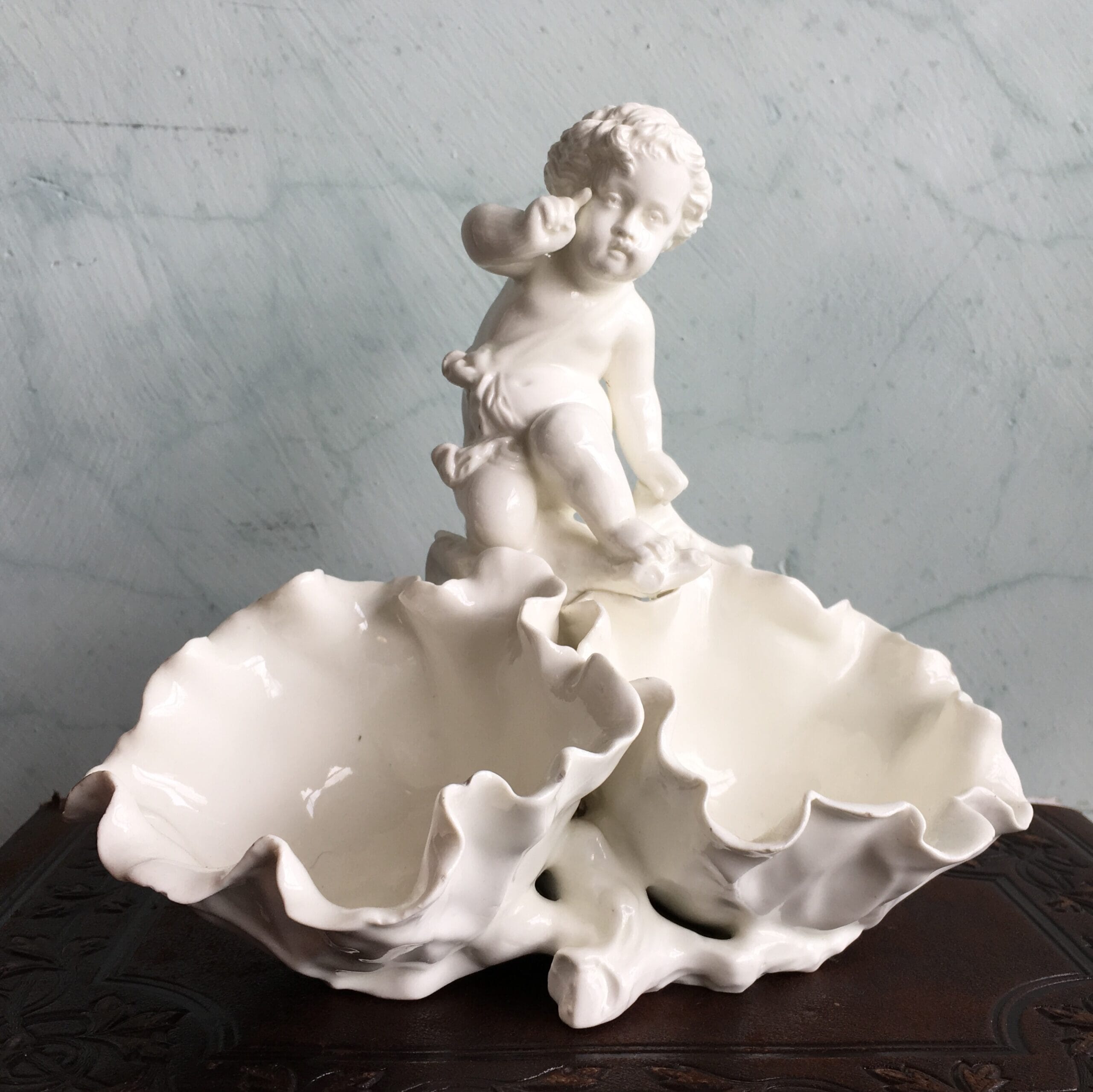 Moore double shell dish with Cupid, reg.1891. -0