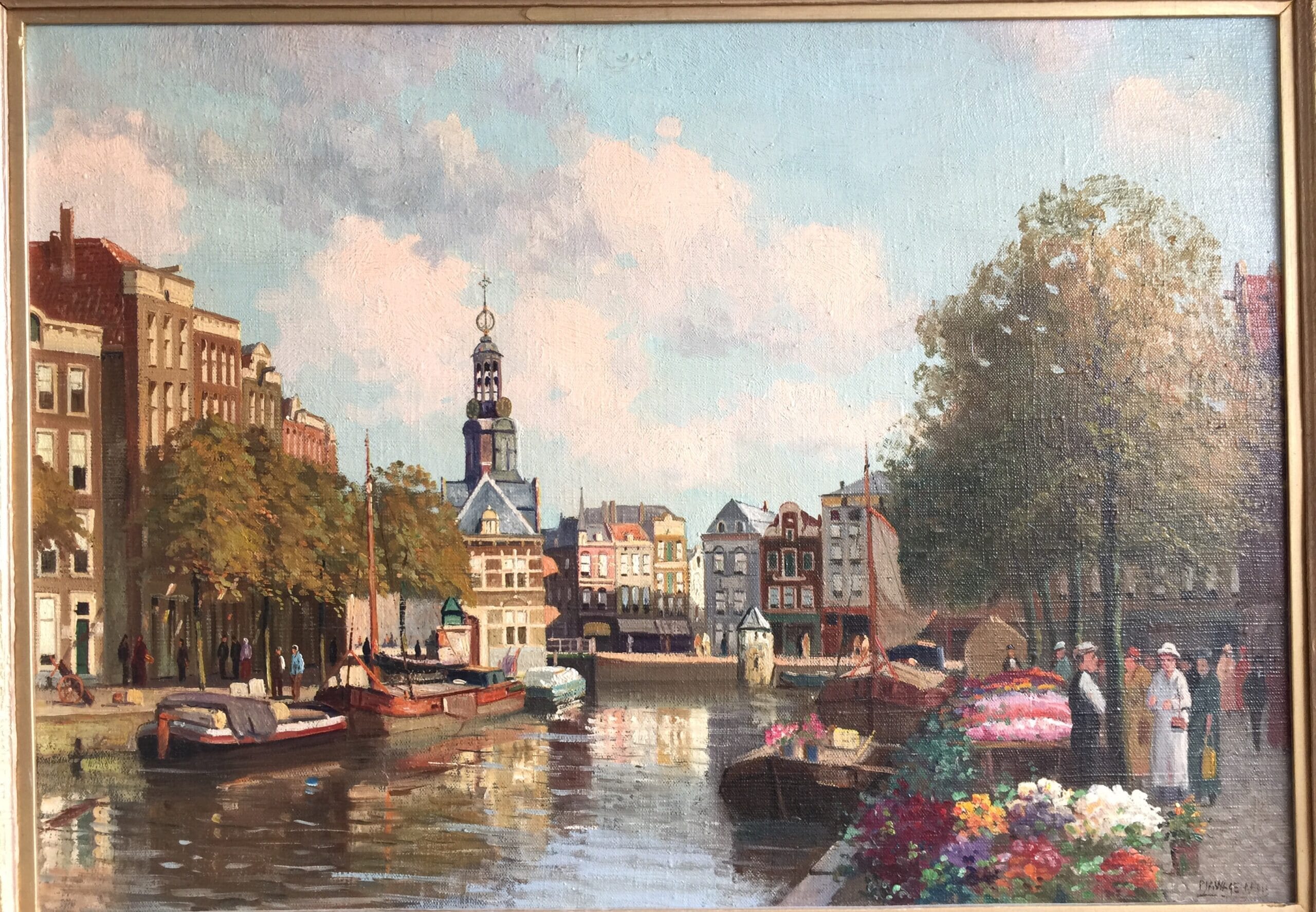 Alexander Wagemans (1879-1955) Oil, - The Flower Markets, Amsterdam-0
