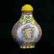 Chinese Canton enamel snuff bottle, European subject - pretty girls - Qianlong, late 18th century-0