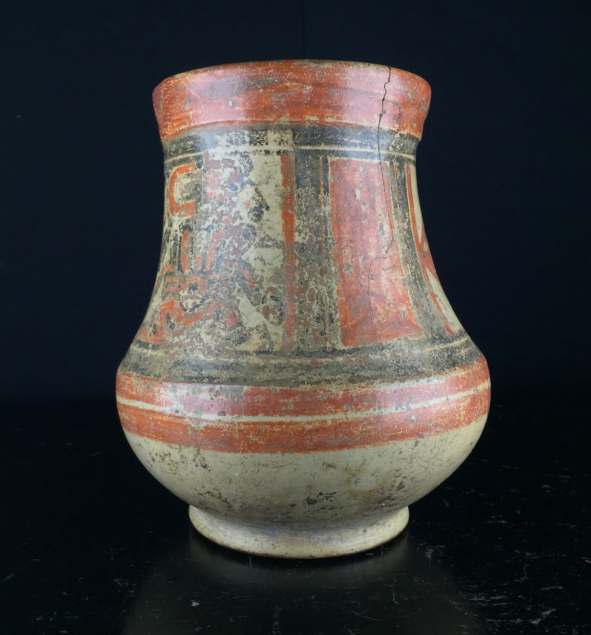 Mayan pottery vessel, seated dignitaries, Late Classic 600-900AD-9807
