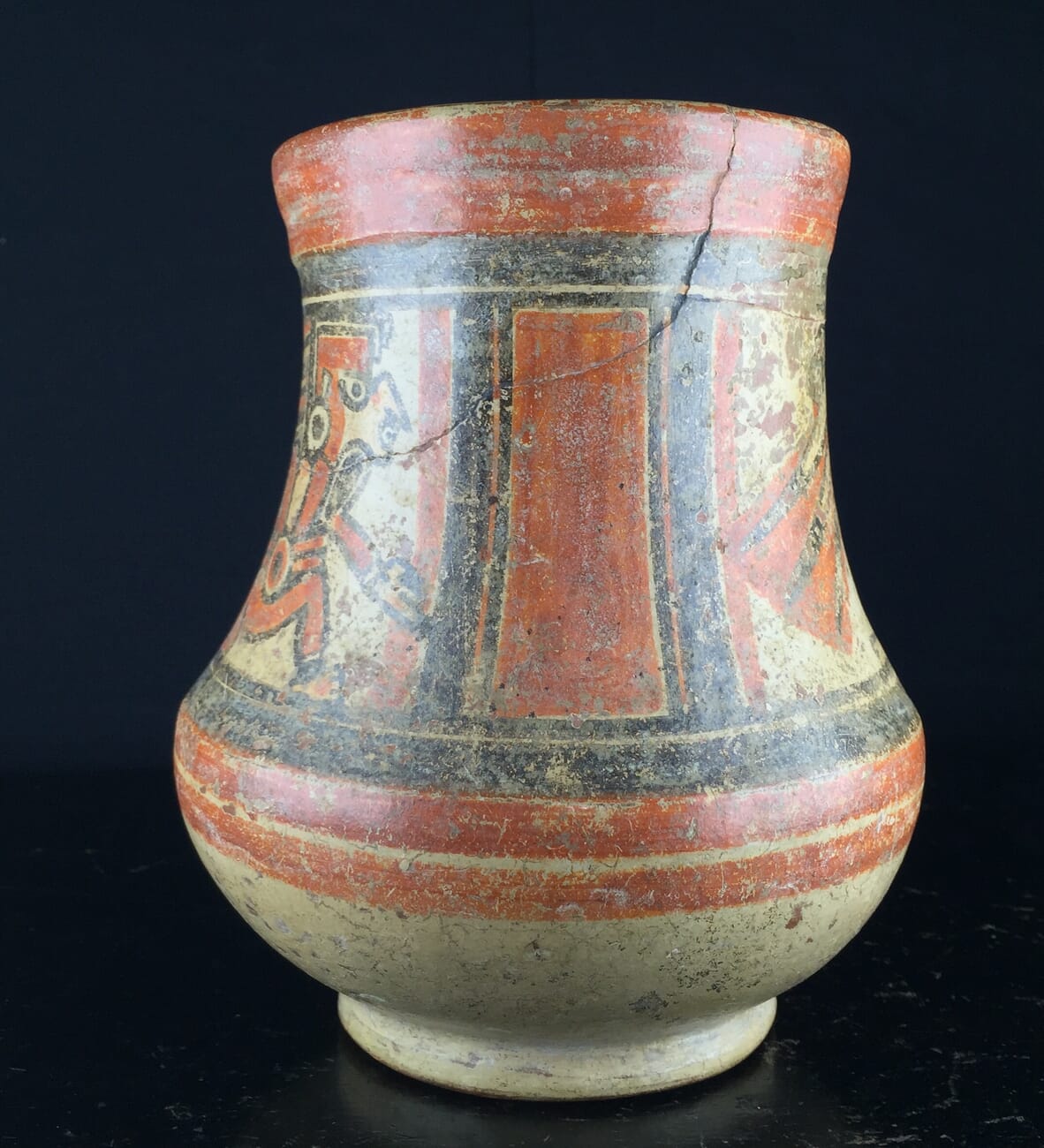 Mayan pottery vessel, seated dignitaries, Late Classic 600-900AD-9809